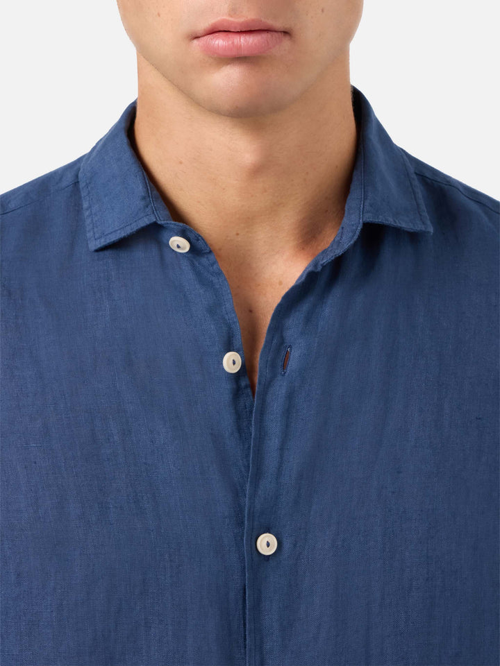 Chemise en lin bleu marine Pamplona 