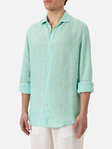 Camicia Pamplona in lino verde salvia