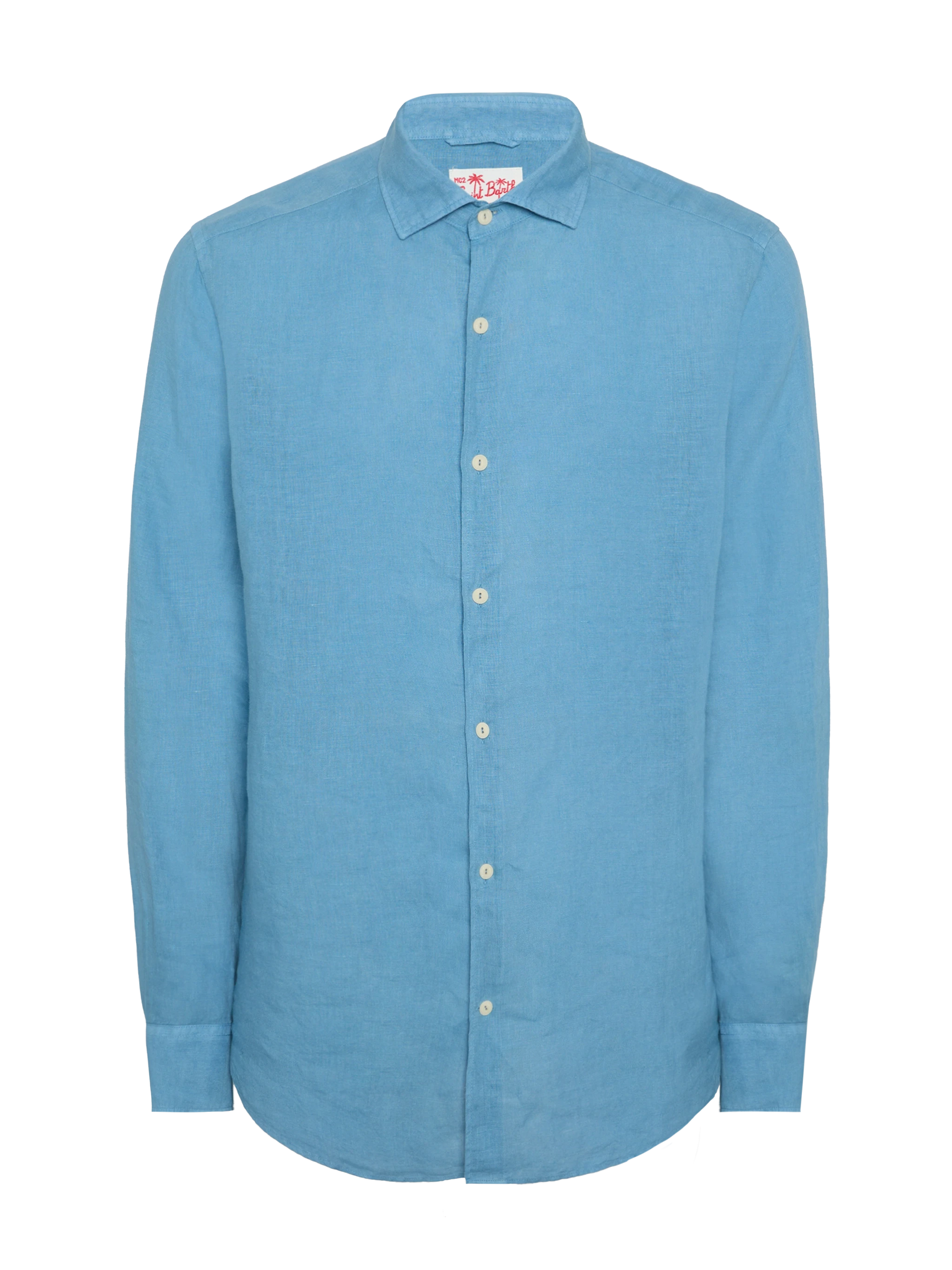 Dusty blue linen shirt Pamplona - MC2 Saint Barth