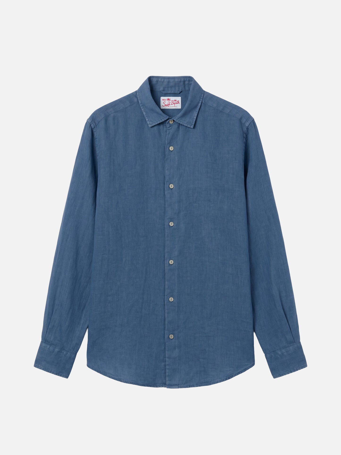 Pamplona shirt in dark denim pure linen