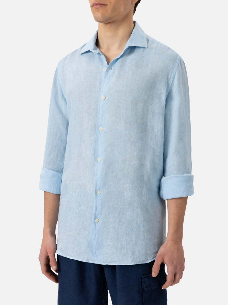 Camicia Pamplona in lino azzurro