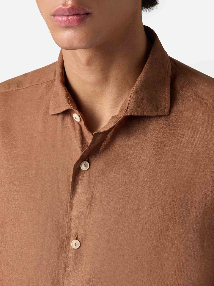 Man brown linen Pamplona shirt