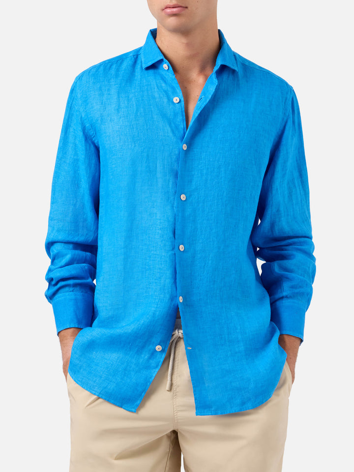 Camisa de lino Pamplona bluette 