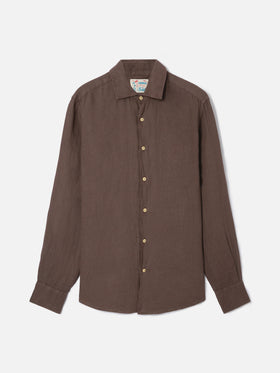 Brown Pamplona shirt in pure linen