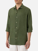 Military green linen shirt Pamplona