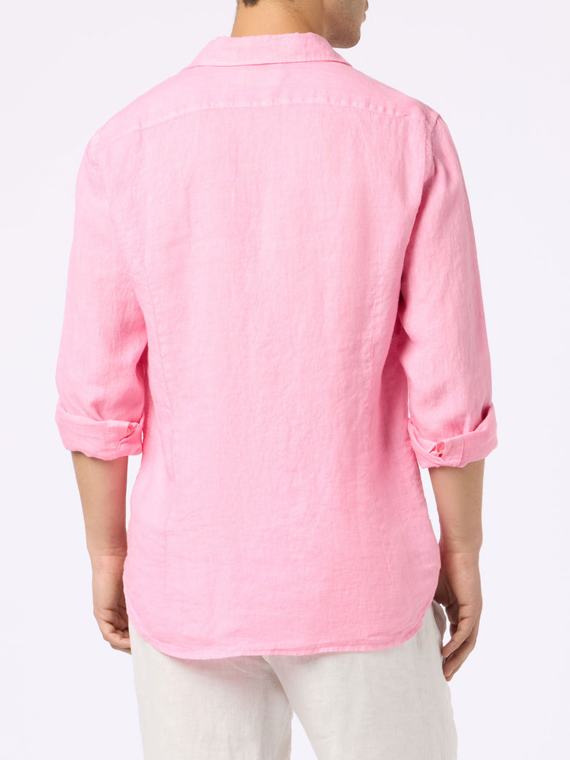 Man pink linen shirt Pamplona