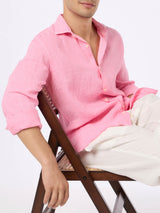 Man pink linen shirt Pamplona