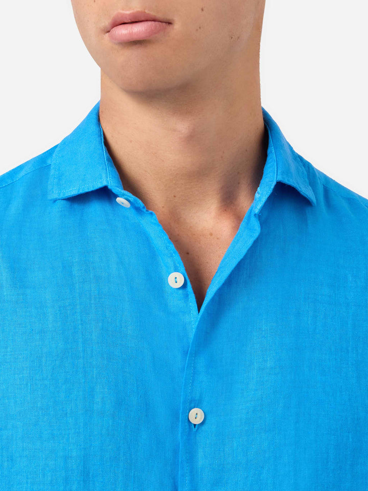 Chemise en lin bluette aquarelle Pamplona 