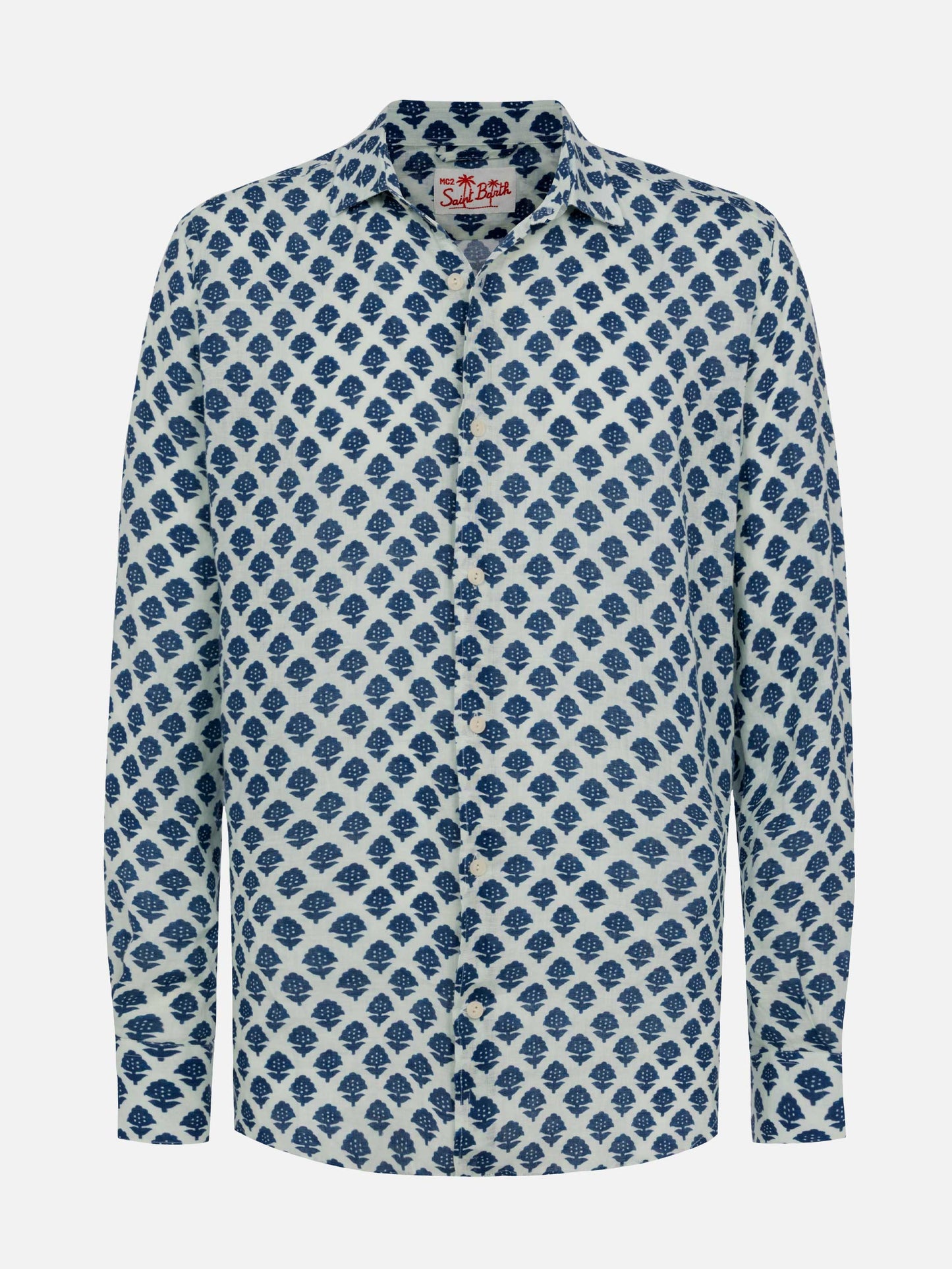 Linen shirt Pamplona with flower print