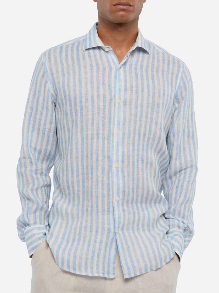 Light blue striped linen shirt Pamplona