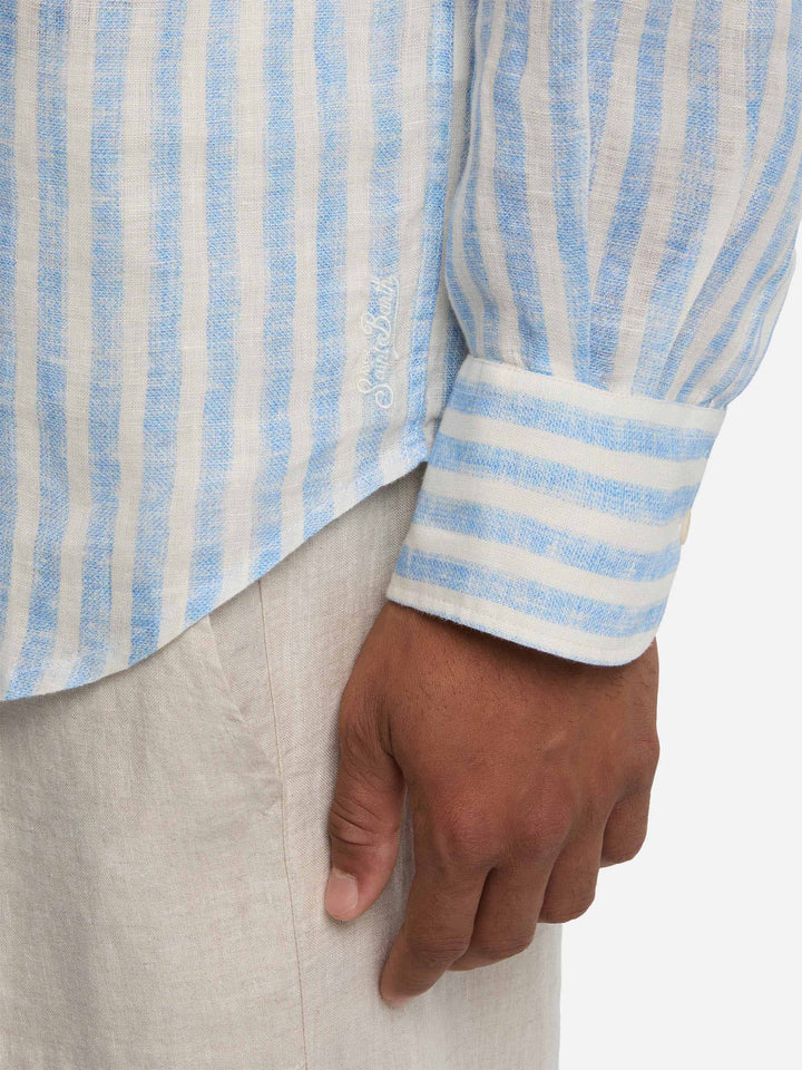 Light blue striped linen shirt Pamplona