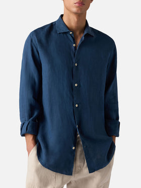 Camisa Pamplona de lino azul marino 