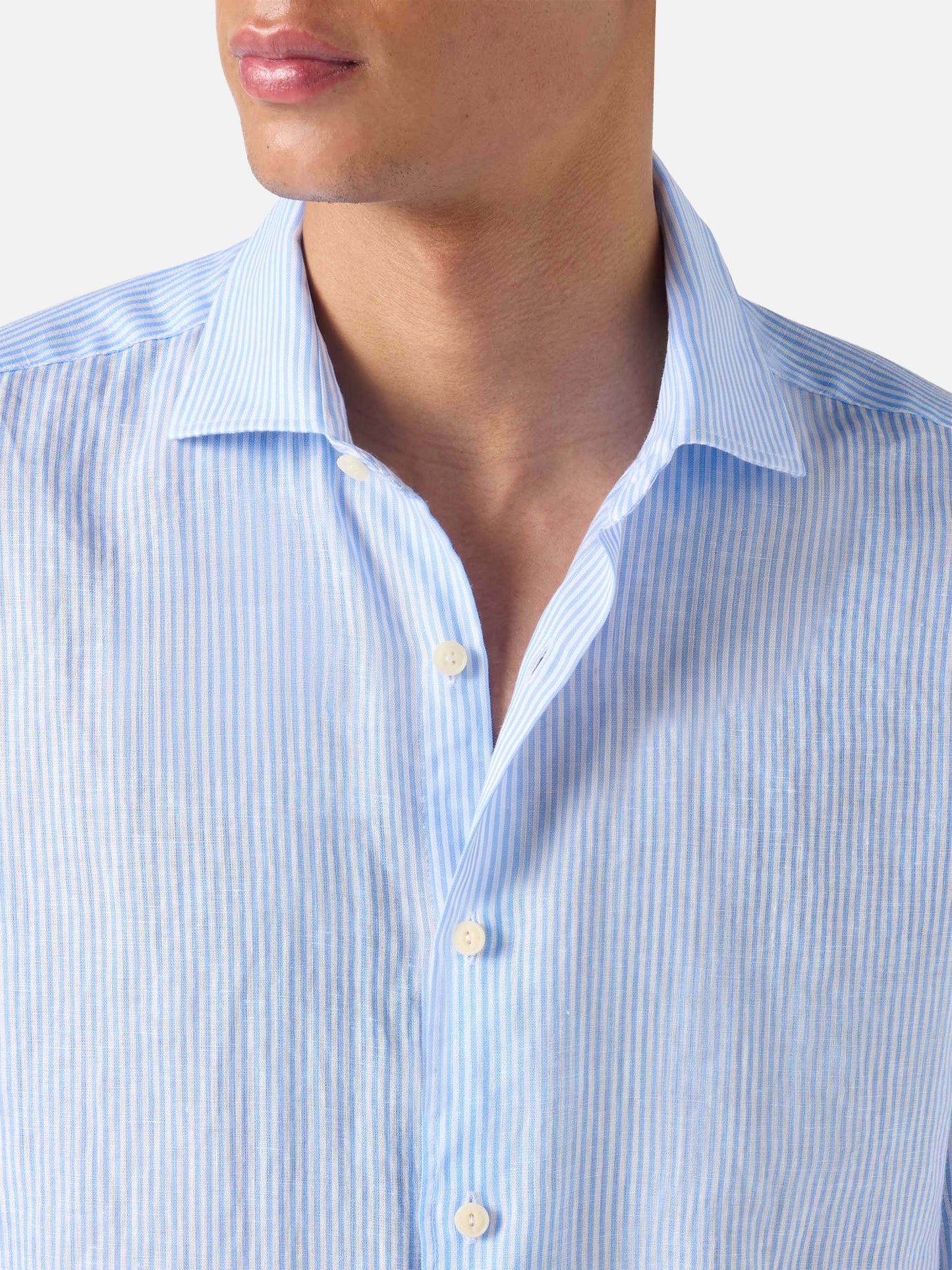 Light blue striped Pamplona shirt in linen