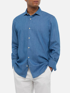 Camicia Pamplona in chambray blu denim scuro