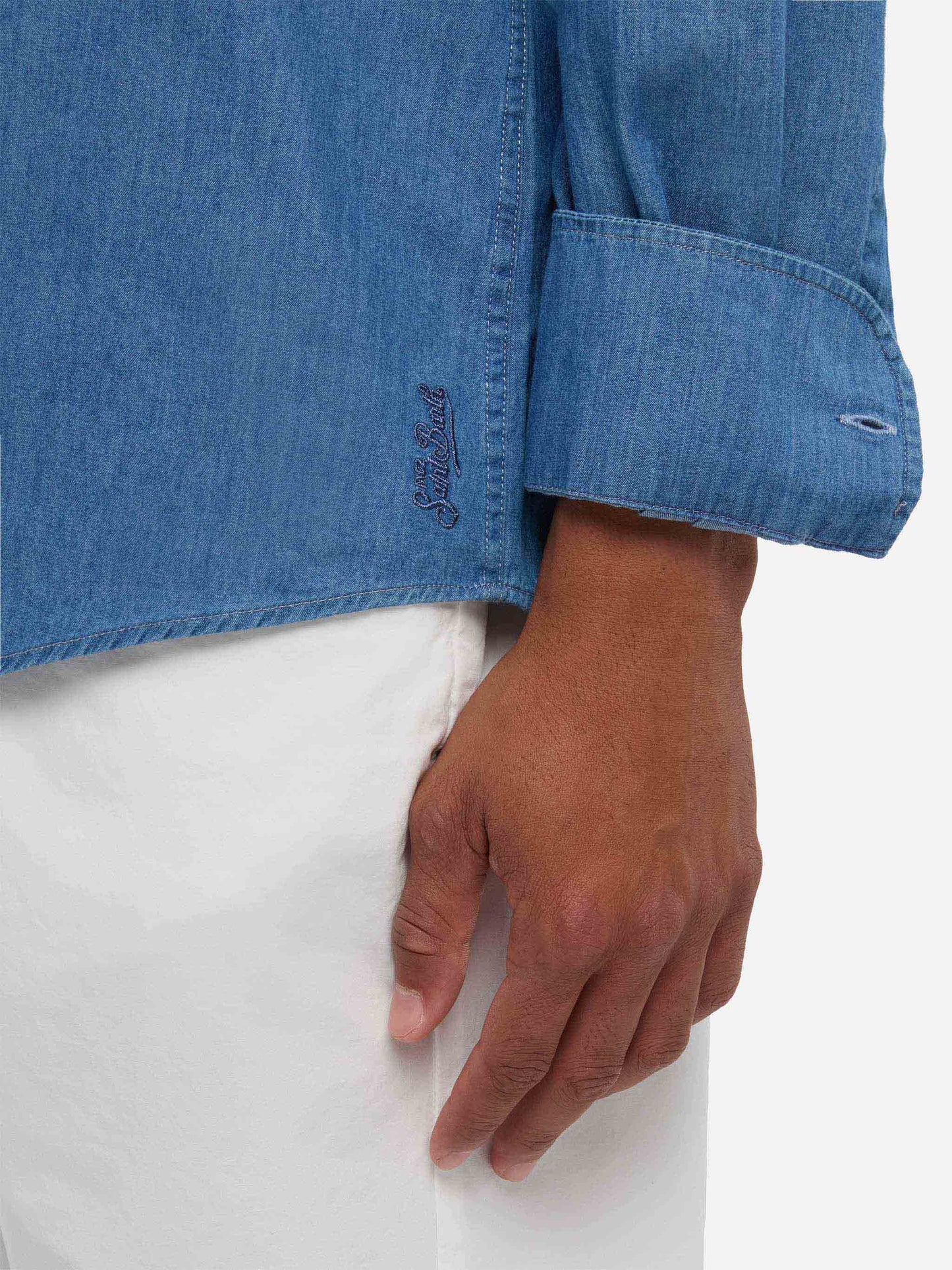 Camicia Pamplona in chambray blu denim scuro