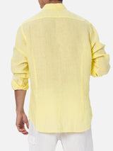 Man pale yellow linen shirt Pamplona