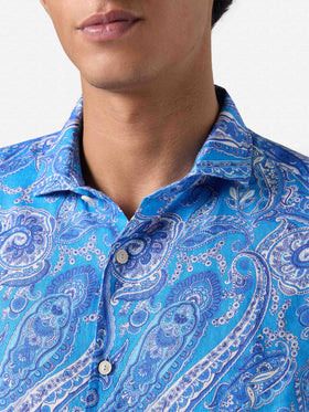 Linen shirt Pamplona with paisley print