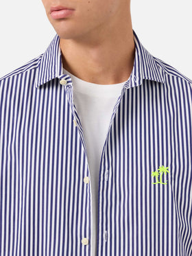 Pamplona navy and white striped cotton shirt