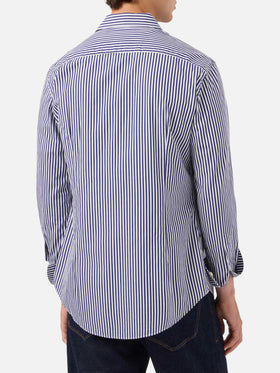 Pamplona navy and white striped cotton shirt