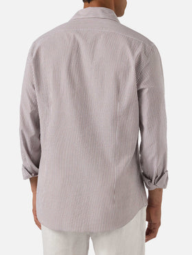 Brown striped Pamplona shirt in seersucker
