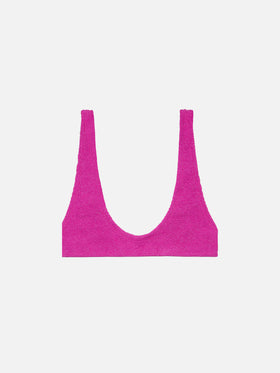 Pamy Lurex-Bralette in Pink mit winziger Crinkle-Optik