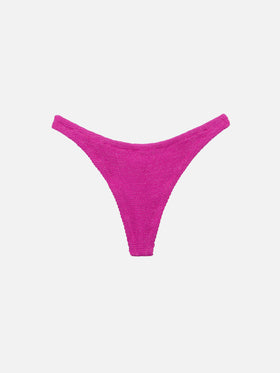 Naomi – Freche Badeslips aus Lurex in Crinkle-Optik in Fuchsie