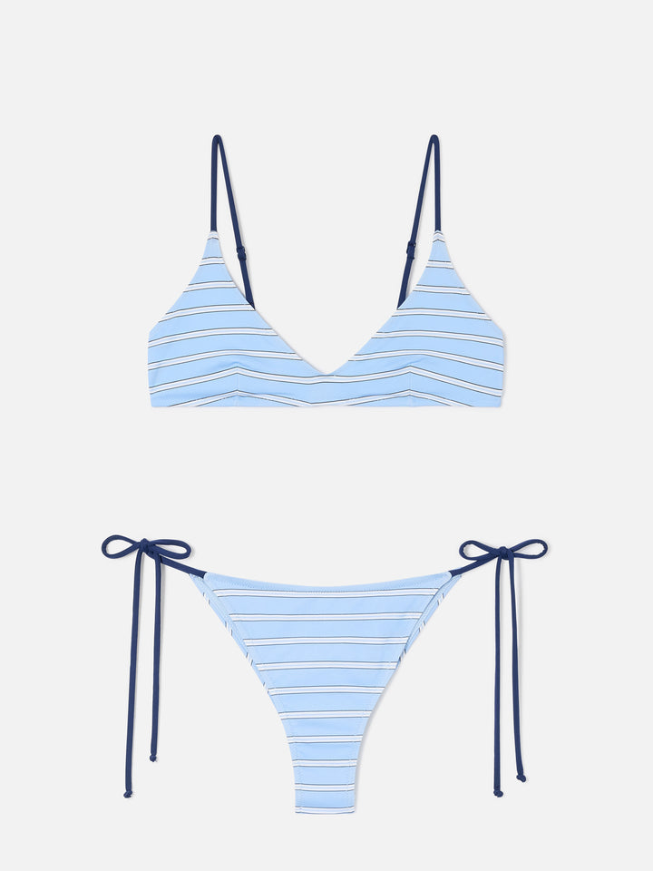 Light blue and navy striped Paolyn bikini