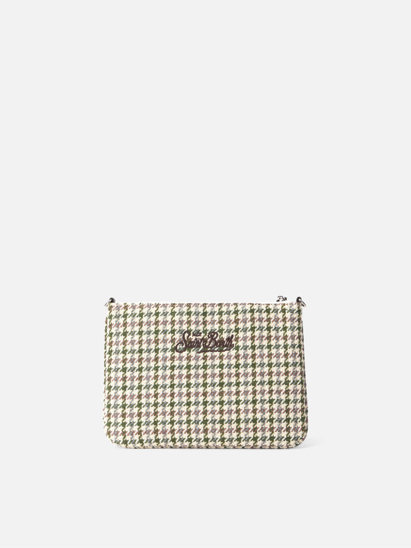 Multicolor check Parisienne pouch with chain