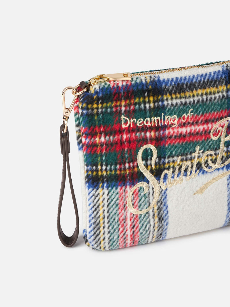 Pouch Parisienne in tartan con catena