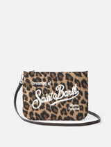 Leopard Parisienne pouch with chain