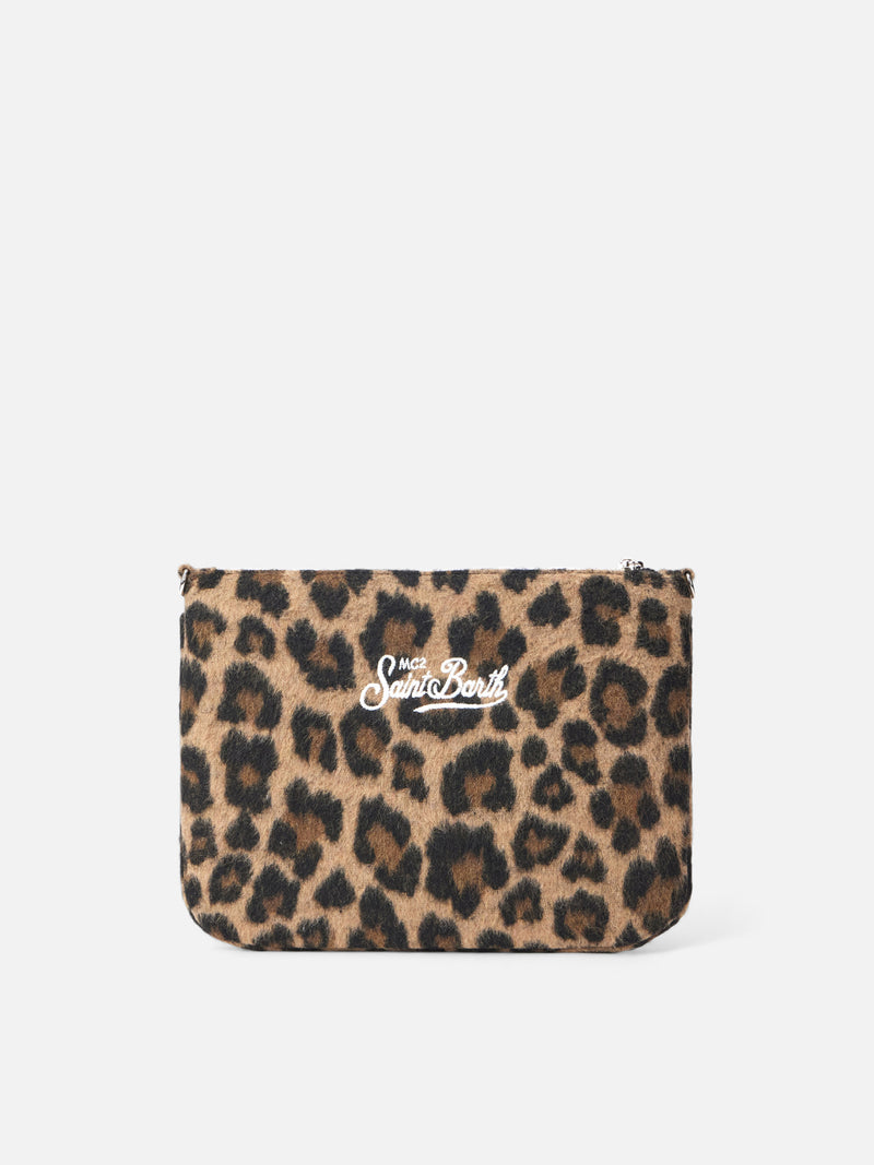 Pouch Parisienne leopardata con catena