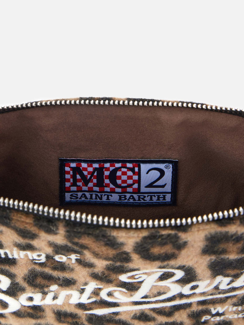 Leopard Parisienne pouch with chain