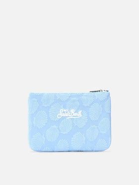 Parisienne Sponge pouch con motivo conchiglie in rilievo e trcolla removibile 