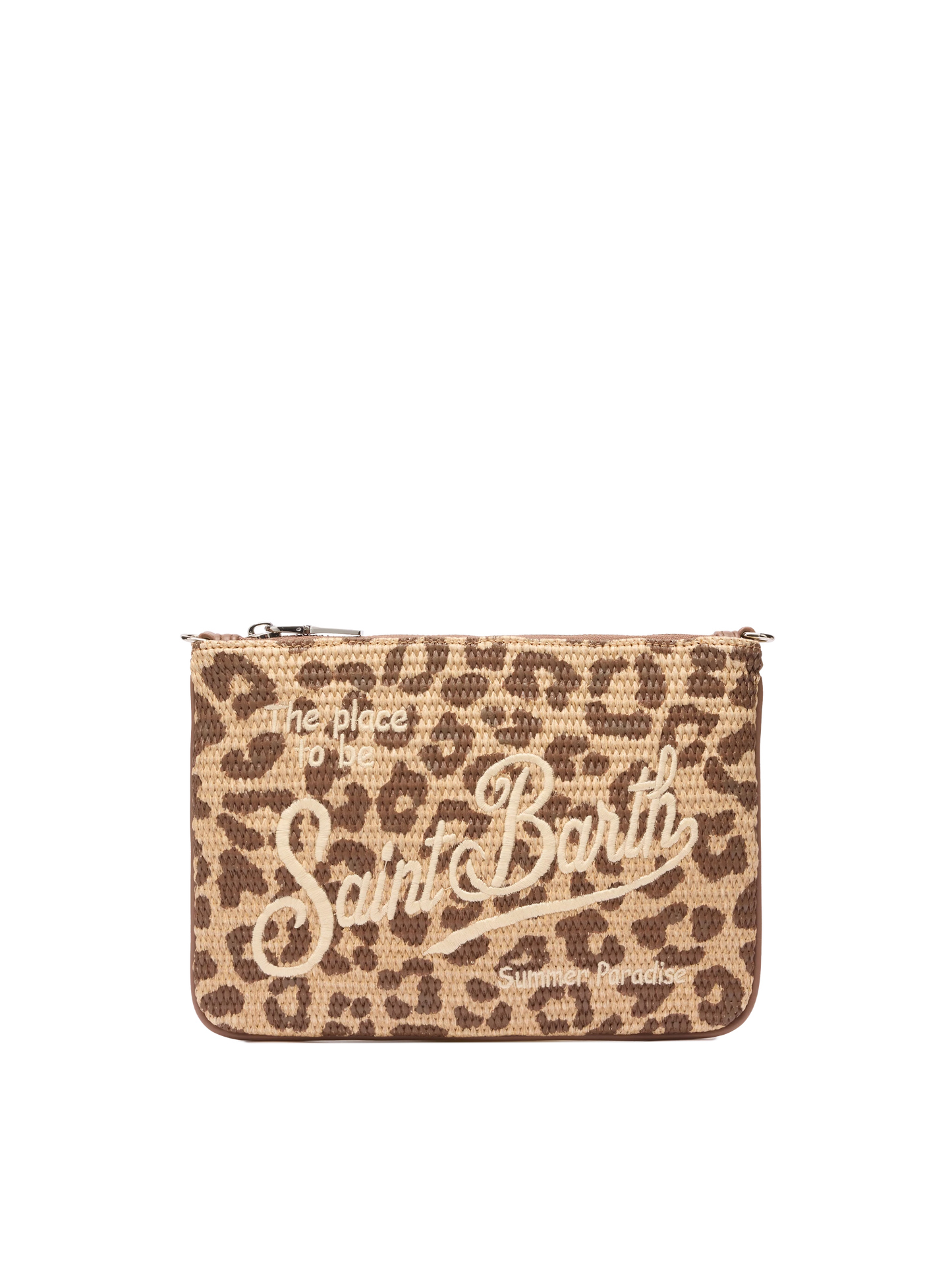 Parisienne Straw effect pouch bag with animalier print