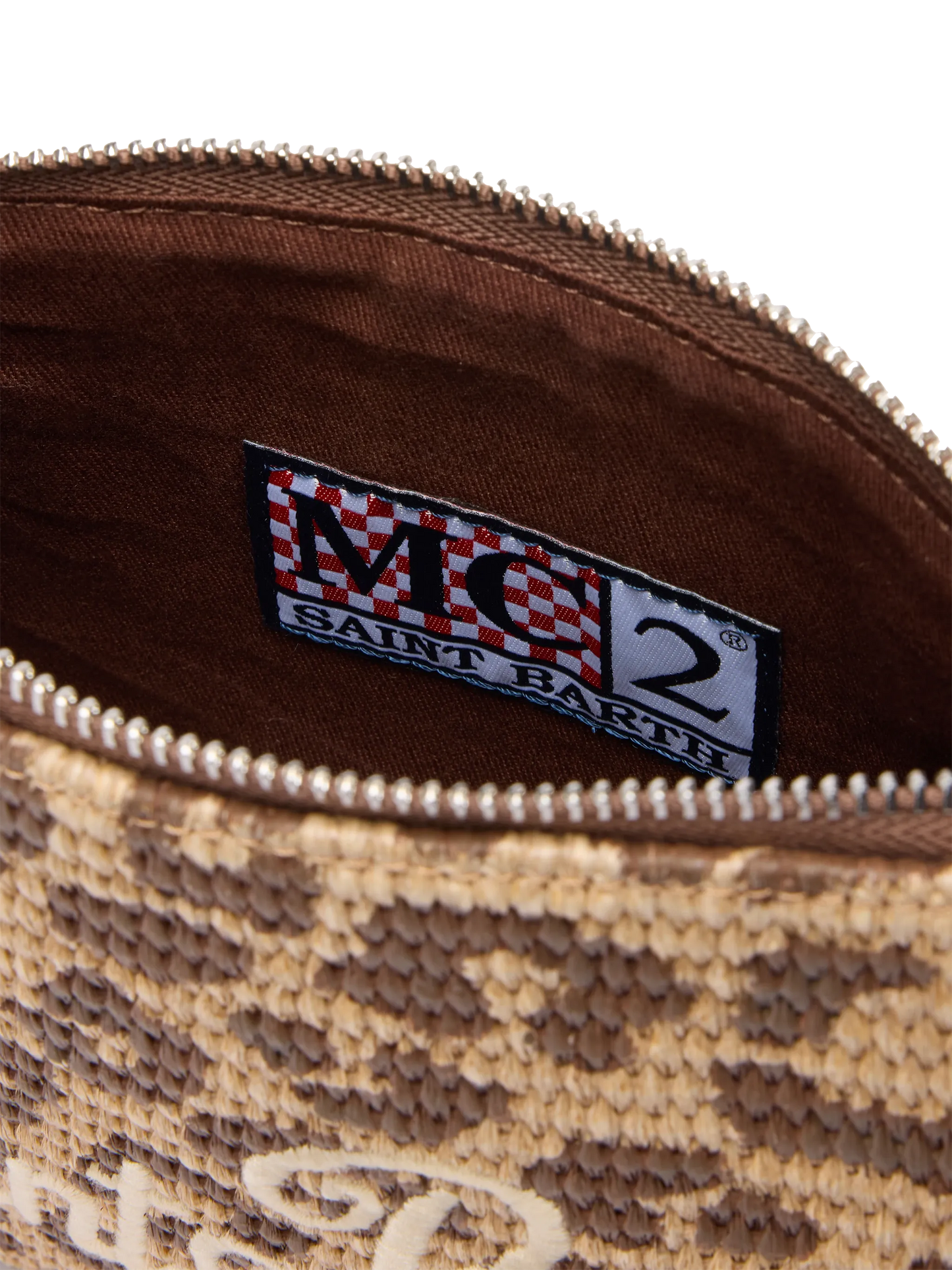Parisienne Straw effect pouch bag with animalier print