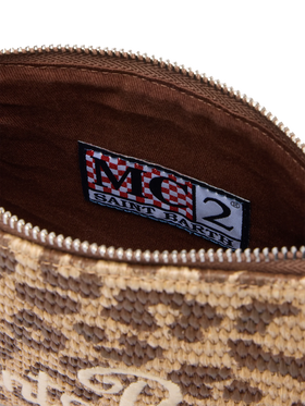 Parisienne Straw effect pouch bag with animalier print