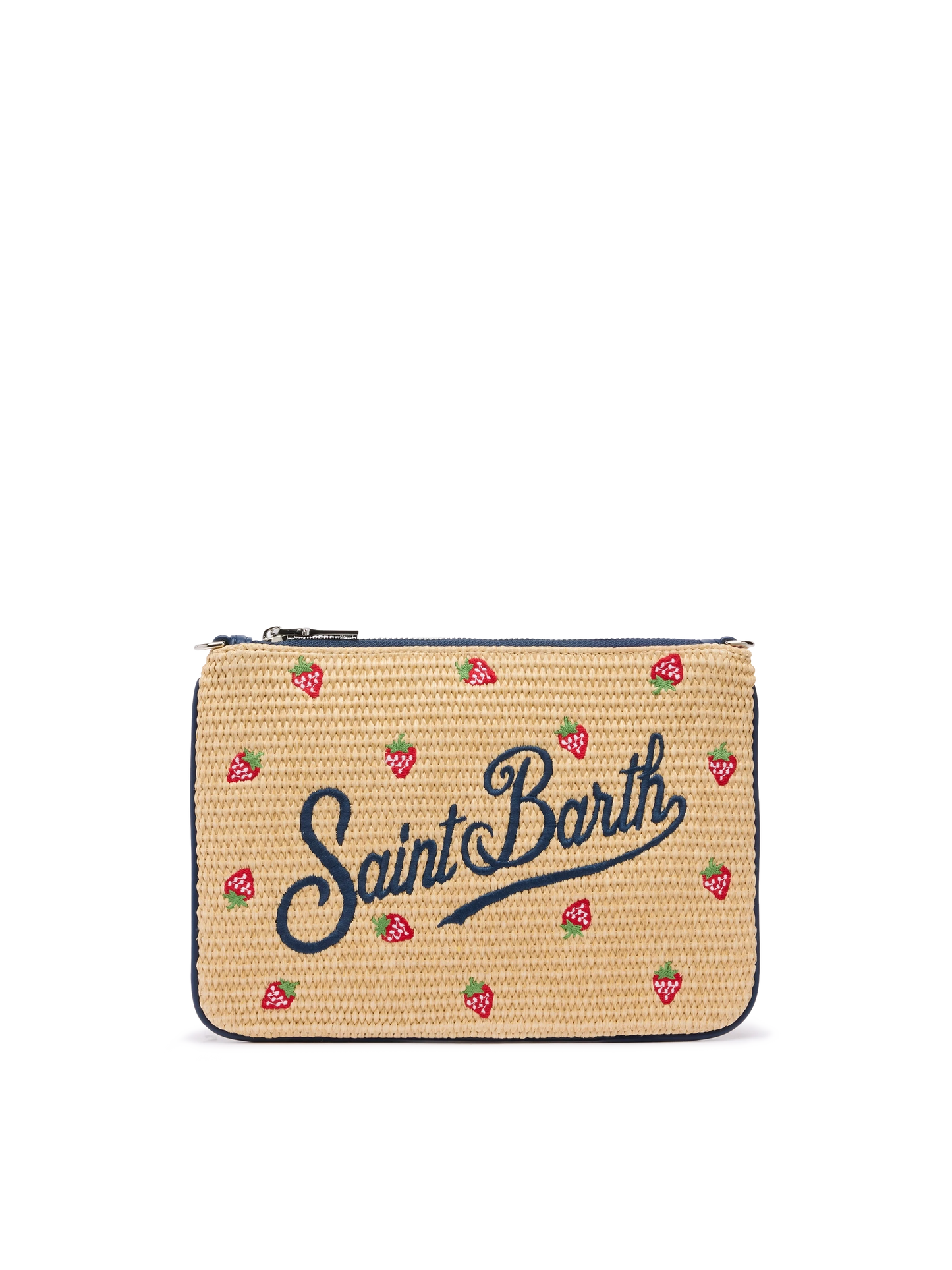 Parisienne Straw effect pouch bag with strawberry print - MC2 Saint Barth