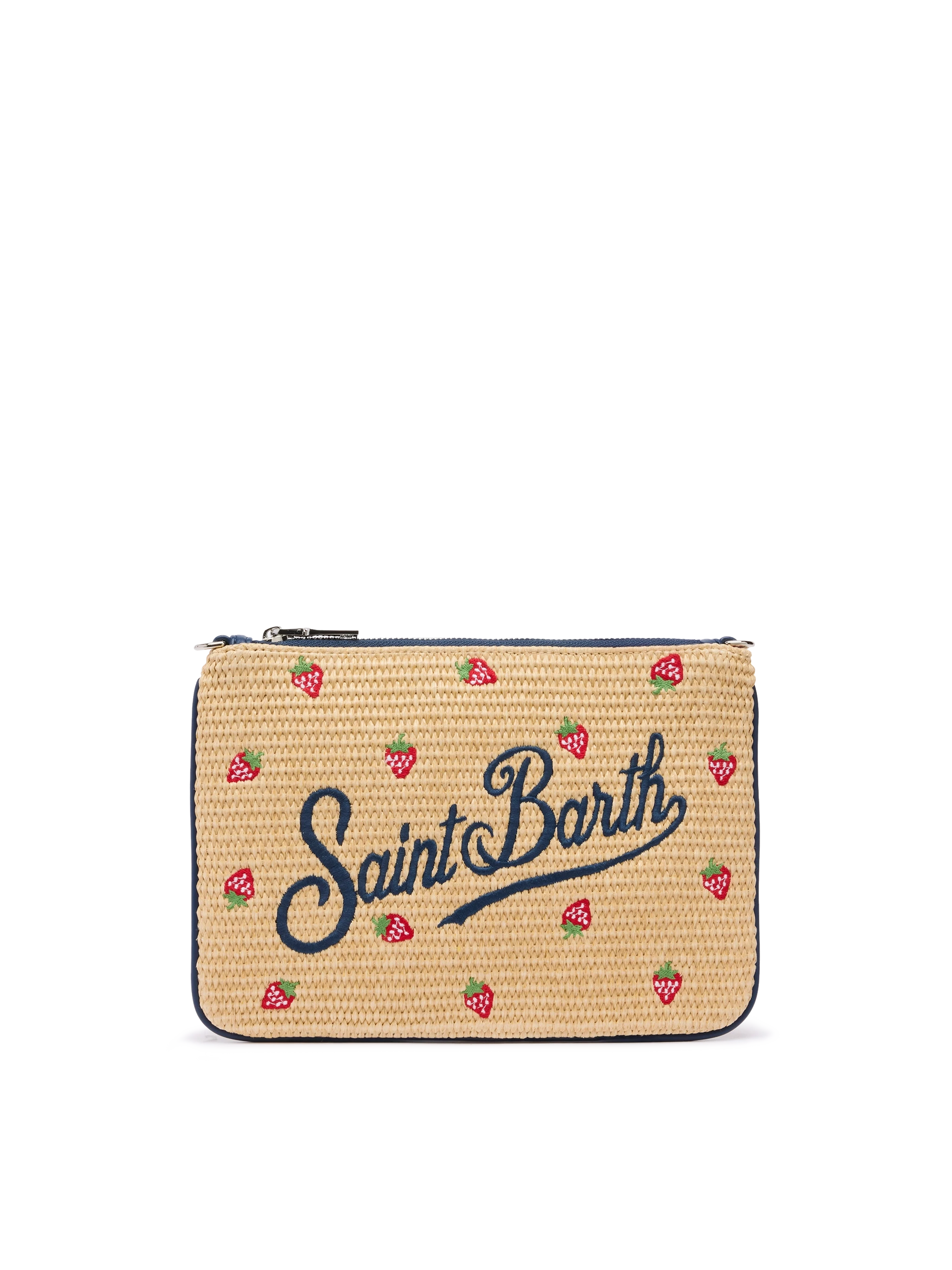 Parisienne Straw effect pouch bag with strawberry print - MC2 Saint Barth