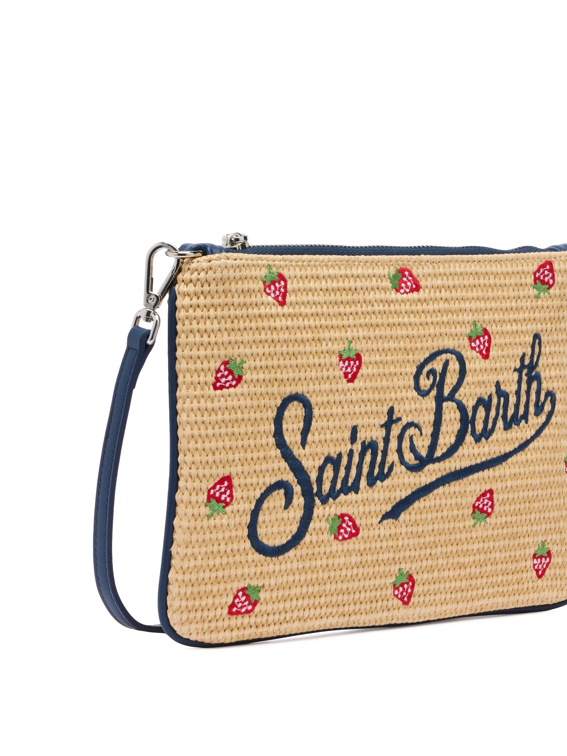 Parisienne Straw effect pouch bag with strawberry print - MC2 Saint Barth