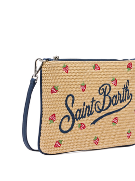 Parisienne Straw effect pouch bag with strawberry print - MC2 Saint Barth