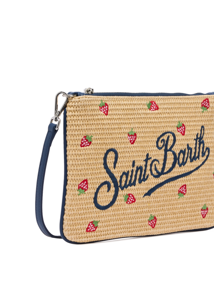 Parisienne Straw effect pouch bag with strawberry print - MC2 Saint Barth