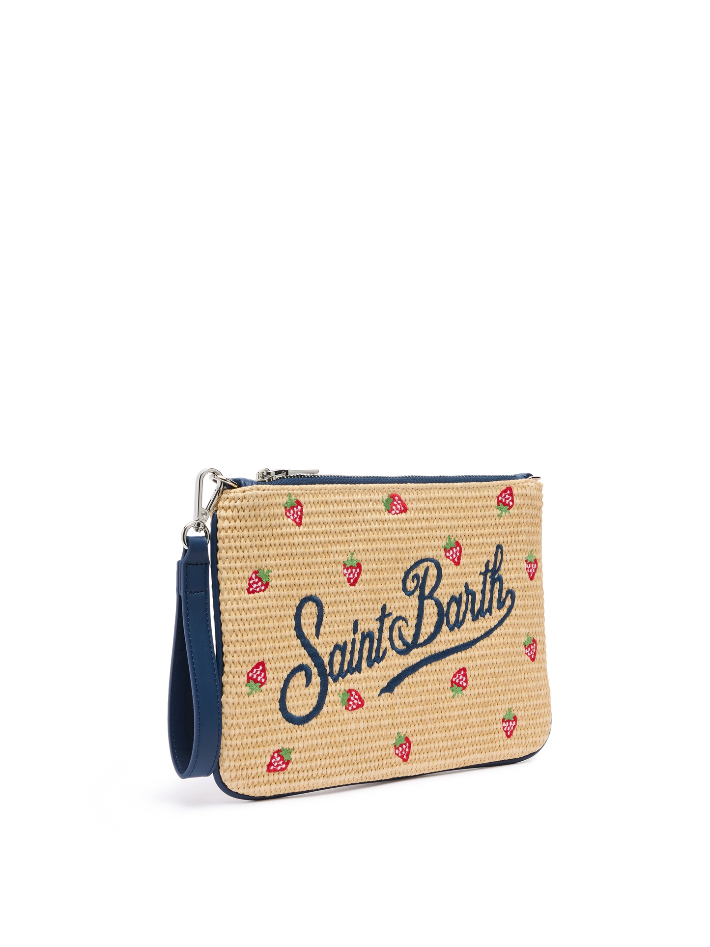 Parisienne Straw effect pouch bag with strawberry print - MC2 Saint Barth