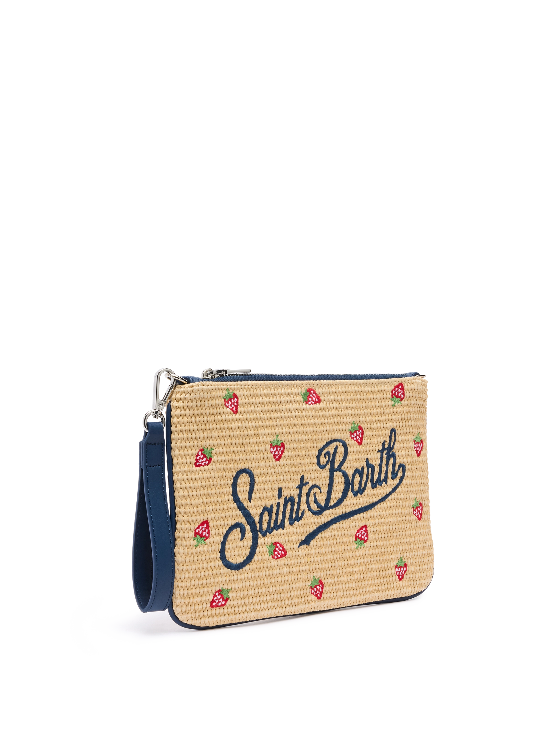Parisienne Straw effect pouch bag with strawberry print - MC2 Saint Barth