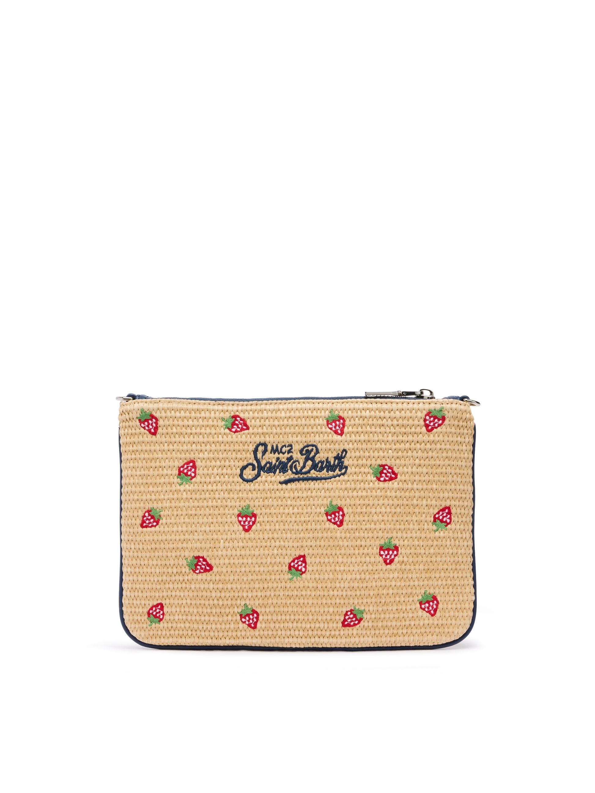 Parisienne Straw effect pouch bag with strawberry print - MC2 Saint Barth