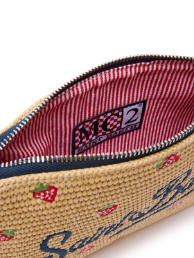 Parisienne Straw effect pouch bag with strawberry print - MC2 Saint Barth