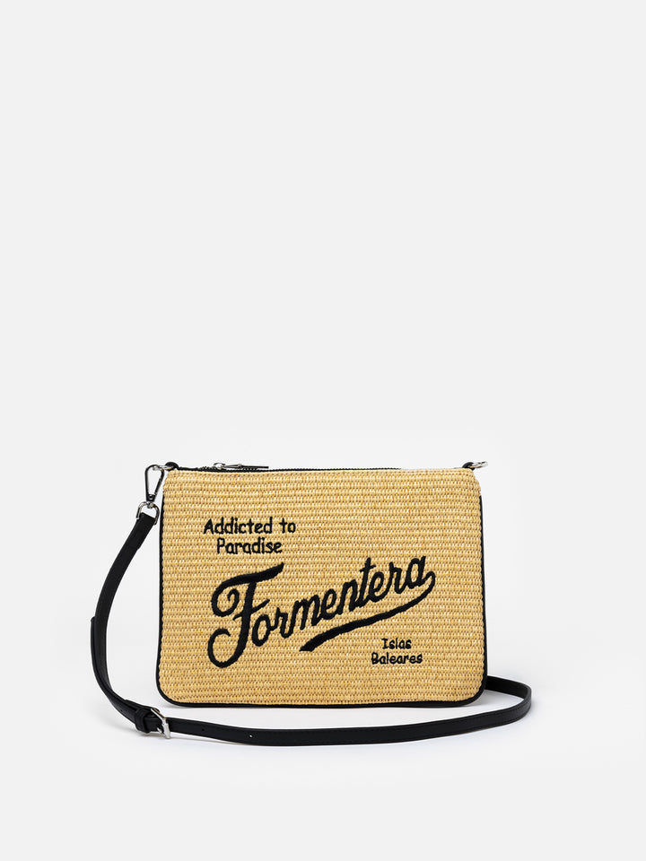 Pouch Parisienne in paglia con ricamo Formentera