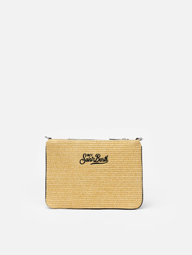 Pouch Parisienne in paglia con ricamo Miami