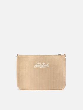 Parisienne Corduroy Crossbody Bag in beige corduroy