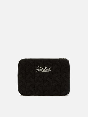 Borsa crossbody Parisienne Wool Braid in misto lana a trecce nera