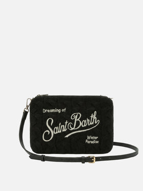 Parisienne Umhängetasche aus schwarzem, geflochtenem Wollmischgewebe